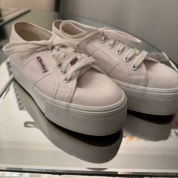 SUPERGA WHITE PLATFORM SNEAKERS - Picture 1 of 5